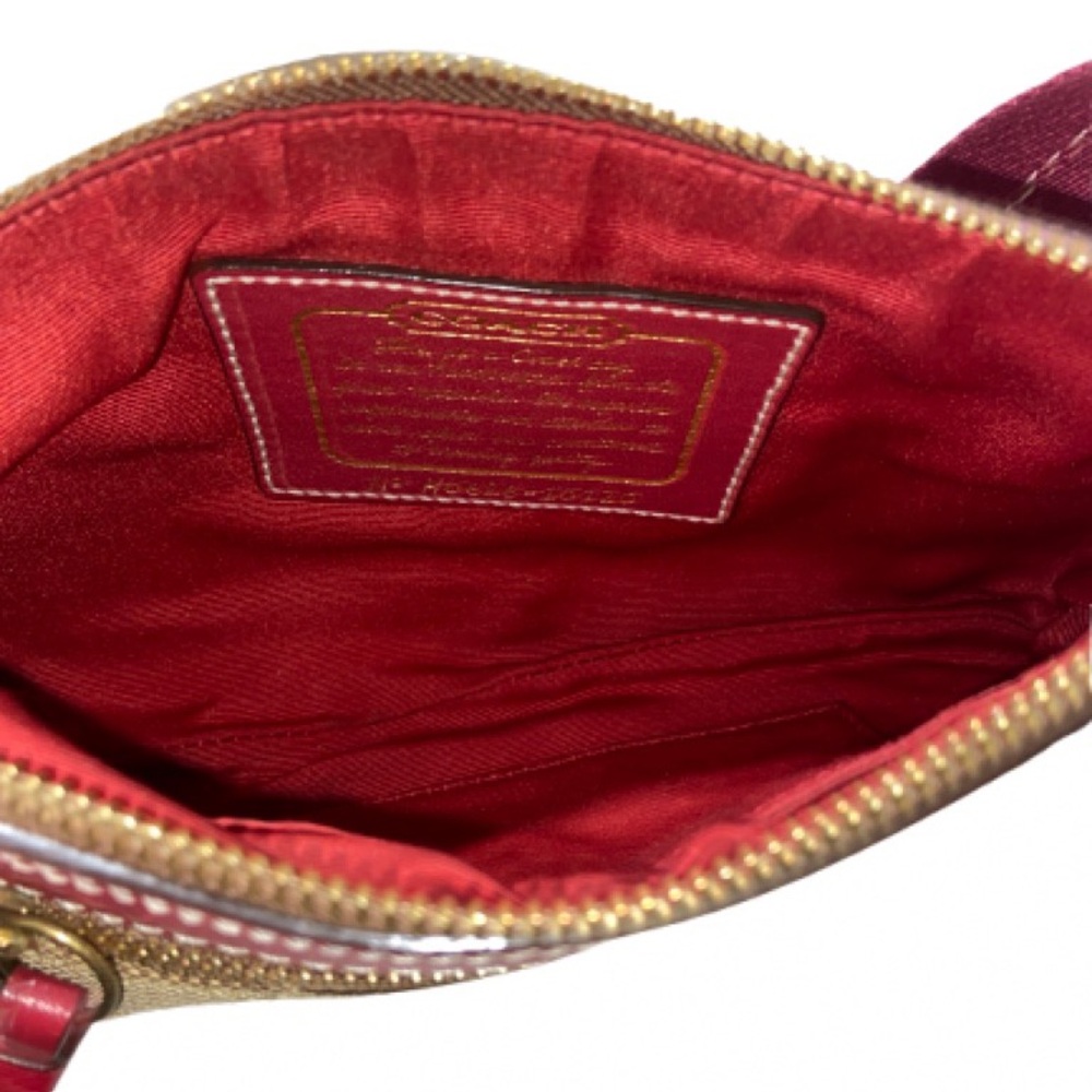 Coach 2006  Signature Canvas Shoulder Bag with Red Trim, card holder & charm - Picture 7 of 10